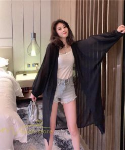 カーディガン | レディース 春 ロング ひんやり 夏 フェミニン カジュアル 無地 白 黒 コーデ オフィス 長袖 激売れ 薄手 細見え 体型カバー お出かけ シフォン