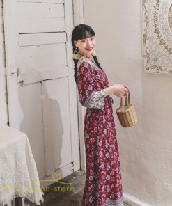 マキシ | ワンピース レディース 総柄 きれいめ ロングワンピース 可愛い カジュアル 春 夏 秋 40代 7分袖 上品 きれいめ 民族風 旅行着 おしゃれ プルオーバー