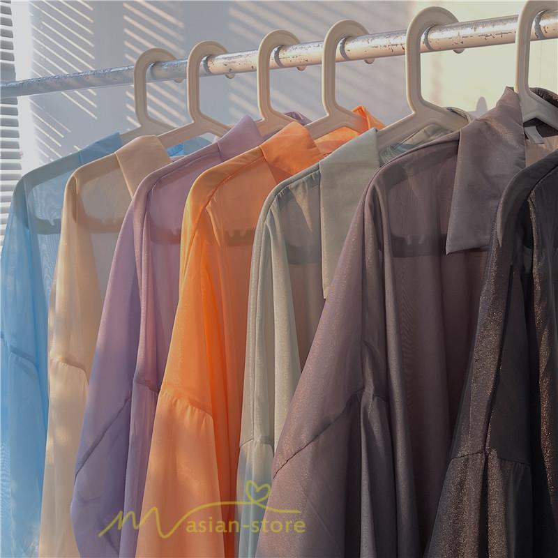 カーディガン | UVカット 接触冷感 シャツ レディース サマーシフォン 透け感 冷房対策 涼感 ひんやり 薄手 シンプル トップス 長袖 体型カバー