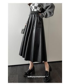 スカート | ロングレザープリーツAライン秋 冬 レディース ロング丈 着痩せ 20代 30代 40代 送料無料 50代 2022年