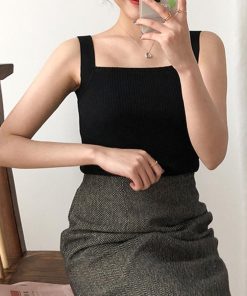 Tシャツ・カットソー | リブニット タンクトップ スクエアネック