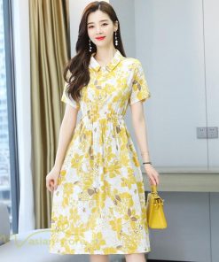 ミディアム | シャツワンピース レディース ワンピース 着痩せ 花柄 膝丈 ミディアムワンピース 上品 Aラインワンピース 春 夏新作 フリーサイズ サマーワンピース 通勤通学