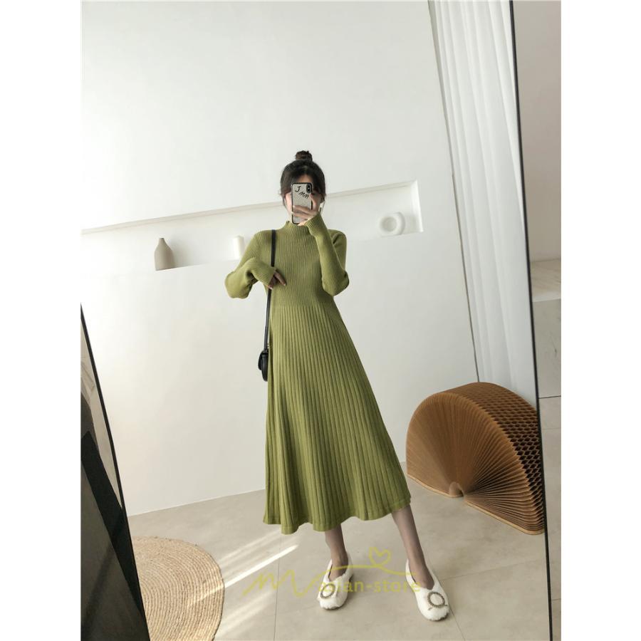 ニットワンピース | ワンピース 春 春服 レディース 長袖 ゆったり 秋 冬 ロング丈無地 20代30代40代50代 可愛い お出かけ 着痩せ 大人 通勤