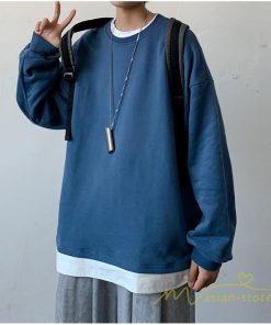 Tシャツ | ロングT メンズ 長袖 秋物 フェイク 切り替え レイヤード 重ね着風 20代30代 無地 カジュアル トレーナー 通学通勤 40代50代 カットソー