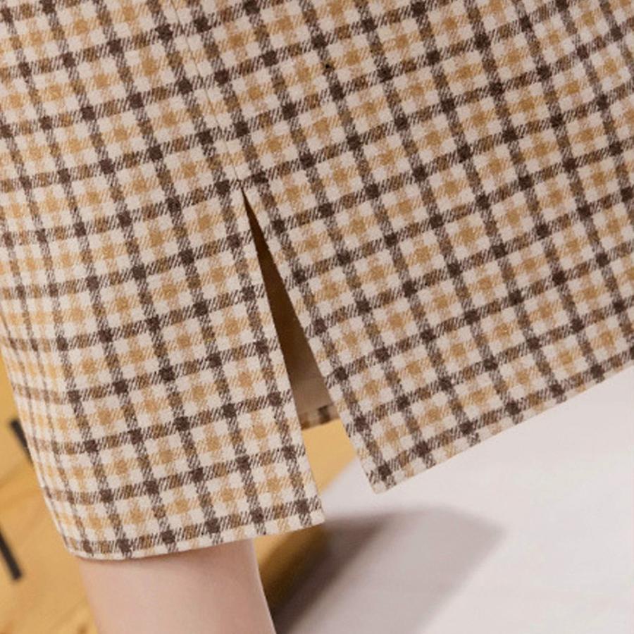 ひざ丈スカート | ハイウエスト ペンシルスカート 膝丈 チェック柄 スカート 秋冬 ミディアム丈 レディース タイトスカート