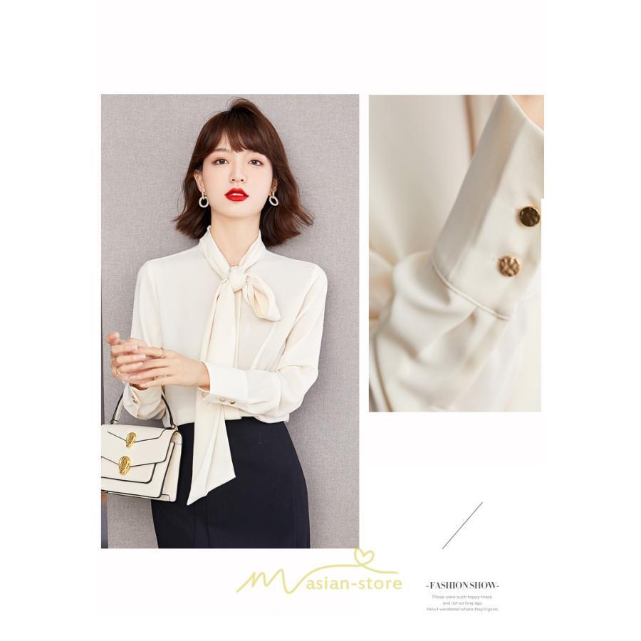 シャツ・ブラウス | ブラウス シャツ 秋 秋服 レディース リボン 春 秋 新作 シフォン 長袖 ゆったり 可愛い お出かけ カジュアル キレイめ エレガント おしゃれ 通勤