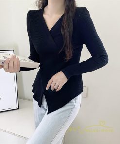 ｔシャツ・カットソー | リブカットソー レディース 秋 秋服 トップス 長袖 ロングスリーブ リブ カットソー 綿混 秋コーデ インナー タイト 伸縮性 ショート丈 スリム ニットソー