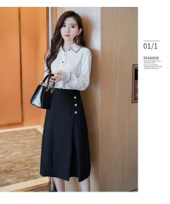 スカート | Aラインタイトビジネスフォーマル OL オフィス 黒ハイウエスト エレガント 着痩せ ヒップアップ シルエット