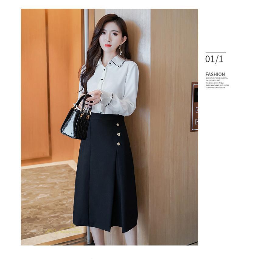 スカート | Aラインタイトビジネスフォーマル OL オフィス 黒ハイウエスト エレガント 着痩せ ヒップアップ シルエット