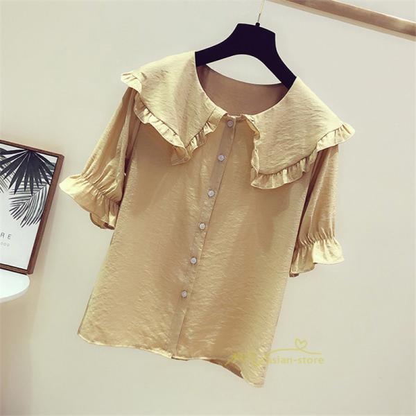 シャツ・ブラウス | ブラウス シャツ レディース スクエアネック 半袖 可愛い ブラウス 着痩せ 半袖トップス ベルスリーブ きれいめ 通勤 デイリーコーデ 韓国ファッション