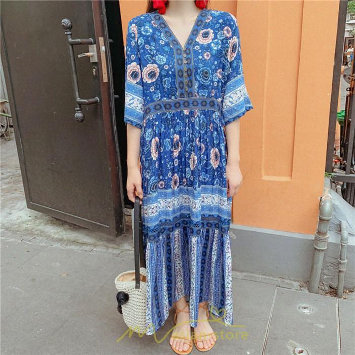 マキシ | ワンピース ロングワンピース エスニックワンピース コットン リゾートワンピース ワンピ 半袖 大人 夏 ゆったり リゾート お出かけ 普段使い きれいめ