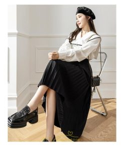 スカート | ロング 秋 秋服 レディース ボトムス ロング冬 プリーツ 無地 可愛い カジュアル オシャレ 着痩せ 韓国風 可愛い キレイめ