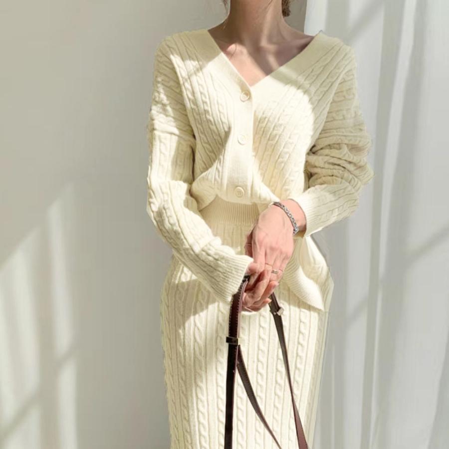 セットアップ | ケーブルニットセットアップレディース秋冬