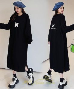 マキシ | スウェットワンピース ロングトレーナー ロングワンピース スウェット 裾スリット ゆったり 体型カバー 大きいサイズ 大人 秋冬 かわいい 20代30代 50代
