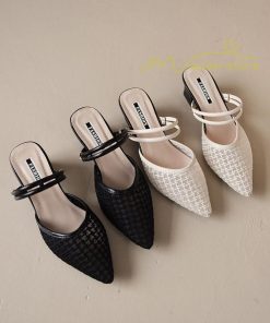 サンダル ミュール | チャンキーヒール サンダル レディース ミュール 2way パンプス 靴 春夏 疲れにくい 美脚 ミュールパンプスサンダル ポインテッドトゥ かかとなしパンプス