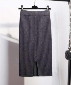 スカート | ニットタイトリブニット セクシー スリット レディース オフィス 膝丈 ミモレ丈 ロングストレッチ 柔らか シルエット 秋冬 大人