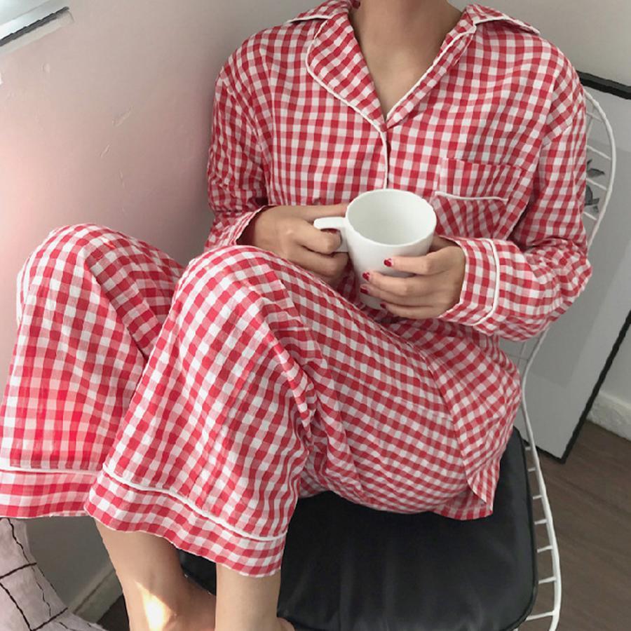 セットアップ | ルームウェア 長袖 レディース チェック柄