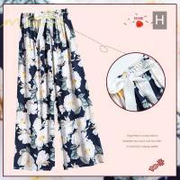 ワイドパンツ | パンツ レディース ボトムス ウエストゴム 楽ちん リラックスパンツ ルームウェア 体型カバー ゆったり 春物 夏 綿紬 女の子 海 プリント かわいい