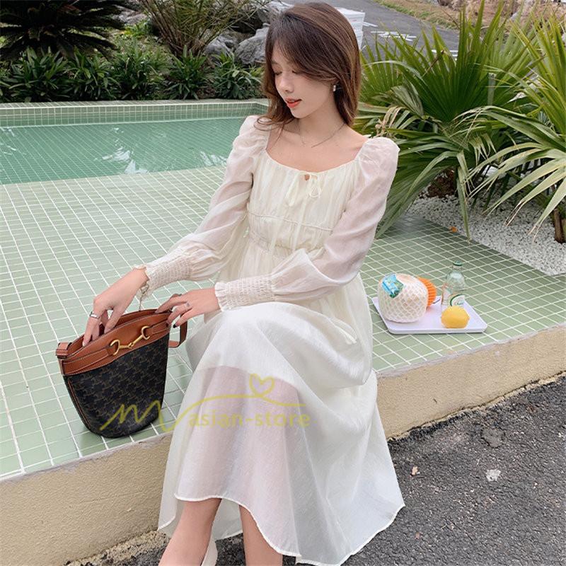 マキシ | ワンピース レディース 夏 40代 きれいめ 膝丈ワンピース 長袖 ワンピ フリル ロング丈ワンピ オシャレ 着痩せ 新作 カジュアル 上品 エレガント お出かけ