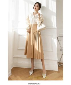 スカート | ロング 秋 秋服 レディース ボトムス ロングフレア プリーツ裏地付き キレイめ 着痩せ フェミニン お出かけ 可愛い オシャレ