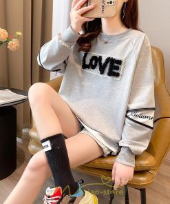 パーカー | トレーナー Tシャツ ロングT 切り替え スウェット トップス レディース 秋 冬 春 コーデ カジュアル お出かけ 丸ネック 可愛い ゆる 体型カバー