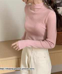 ニット・セーター | カットソー ニット レディース リブニット 長袖 秋冬 春 トップス スリム ストレッチ インナー 無地 プルオーバー 長袖ニット 通学通勤 長袖カットソー 着痩せ