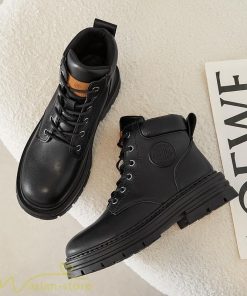 ショートブーツ | レディース メンズ ブーティー 太ヒール ブーツ ショートヒール カジュアル 歩きやすい レースアップ コスプレ靴 編み上げブーツ 厚底