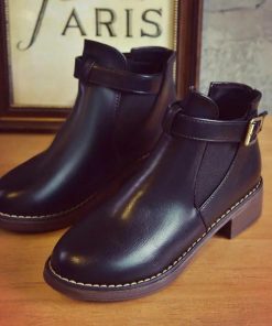 ショートブーツ | ブーツ ブーティー レザーブーティー チャンキーヒール ポインテッドトゥ シューズ 靴 スリップオン レディース 太ヒール オフィス 大人 25cm 無地 サイドゴア