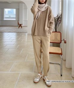 チノ・テーパード・ジョガー・スキニーパン | リブパンツ パンツ レディース ボトムス リブニット ニットパンツ ジョガーパンツ テーパードパンツ 長ズボン ウエストゴム 無地 ポケット 3色 秋冬 楽チン