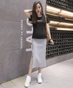 スカート | Aラインマタニティウェア 着痩せ レディース 着痩せ 上品 大きいサイズ 裾口スリット 産前 妊婦 薄手 サマー 日常 夏服 マタニティお出かけ
