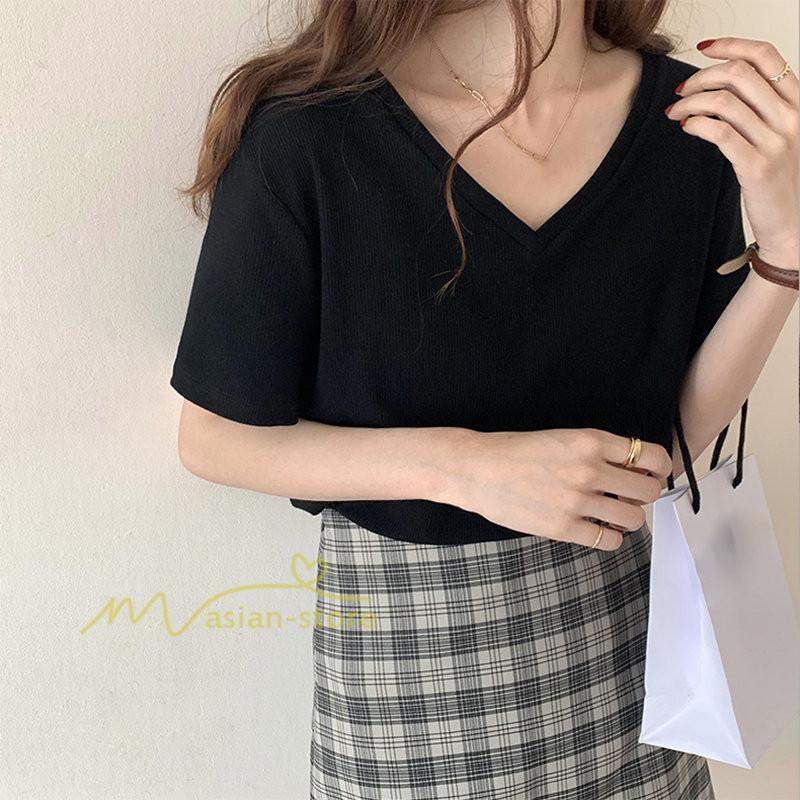 tシャツ・カットソー | Tシャツ レディース 春夏 トップス カットソー 半袖 『ゆるっとシンプルVネックTシャツ』 通勤通学 カジュアル 着痩せ 着回し お出かけ 20代30代40代50代 上品