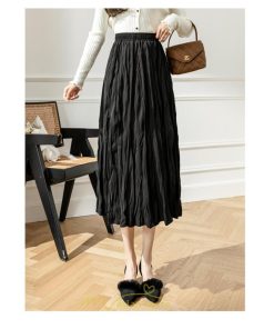 スカート | ロング 秋 秋服 レディース ボトムス ロングフレア プリーツ裏地付き キレイめ オシャレ 着痩せ 可愛い ウエストゴム フェミニン