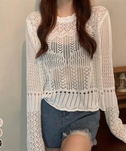 透かし編みトップス | 透かし編み ニットトップス レディース