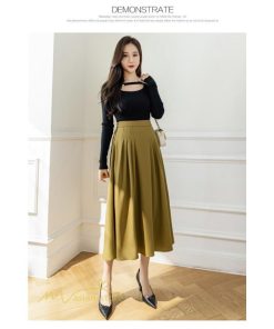 スカート | Aラインレディース 着痩せ 秋 冬 新作 ハイウエスト ロング丈 ウエストゴム 20代 30代 カジュアル OL ビジネス 秋冬 40代 コーデ 50代