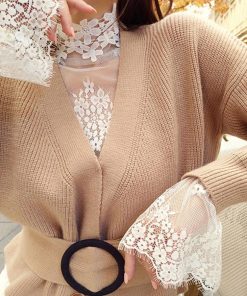 透かし編みトップス | トップス インナー ブラウス 長袖 レディース ネック シースルー