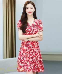 ミディアム | サマーワンピース レディース 夏服 膝丈 ミディアムワンピース 上品 サマーワンピース 上品 2XL 大きいサイズ きれいめ Aラインワンピース Vネック