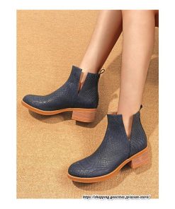 ショートブーツ | 大きいサイズ26.5cm レディース 上品 ブーツ 秋冬 春 チャンキーヒール 太ヒール シンプル ミドルヒール ブーティー 大人 スリッポン 黒ブーツ