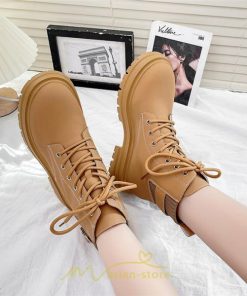 ショートブーツ | ブーツ レディース 軽量 歩きやすい おすすめ おしゃれ 編み上げ 太めヒール レザー風 走れる 痛くない 冬 秋 22.5cm-25cm 春 トレンド