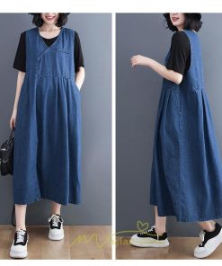 オーバーオール サロペット | デニム サロペット スカート オーバーオール ジャンパースカート レディース ワンピース 可愛い 夏秋 ロング オシャレ ポケット付き オールインワン