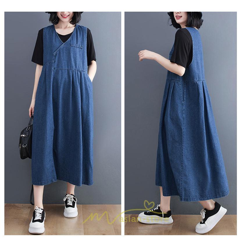 オーバーオール サロペット | デニム サロペット スカート オーバーオール ジャンパースカート レディース ワンピース 可愛い 夏秋 ロング オシャレ ポケット付き オールインワン