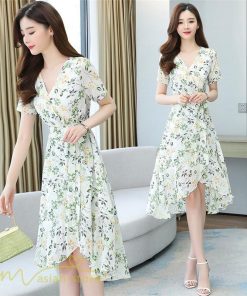 ミディアム | ワンピース レディース 40代ワンピース 花柄 きれいめ おしゃれ Vネック 膝丈 夏 新作 カジュアル 半袖 Aラインワンピース 40代 エレガント 20代 30代 きれいめ