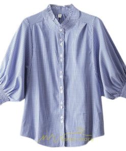 シャツ・ブラウス | ブラウス コットン 七分袖 レディース 青 入学式 入園式 卒業式 卒園式 フォーマル 結婚式 ママ 着痩せ 華奢見え OL お仕事 20代30代40代 通勤 新作 ビジネス