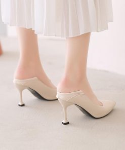 パンプス | ポインテッドトゥピンヒール 紐なし スリップオン ミドルヒール 黒 柔らか 滑り止めソール シューズ 30代40代 レディース 靴 オフィス