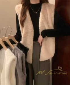 ベスト | ファーレディース 秋冬 ショート丈 アウター ジレ 羽織り 前開き ボタン カーディガン 袖なし 送料無料 コーデ フェイクファー ノーカラー
