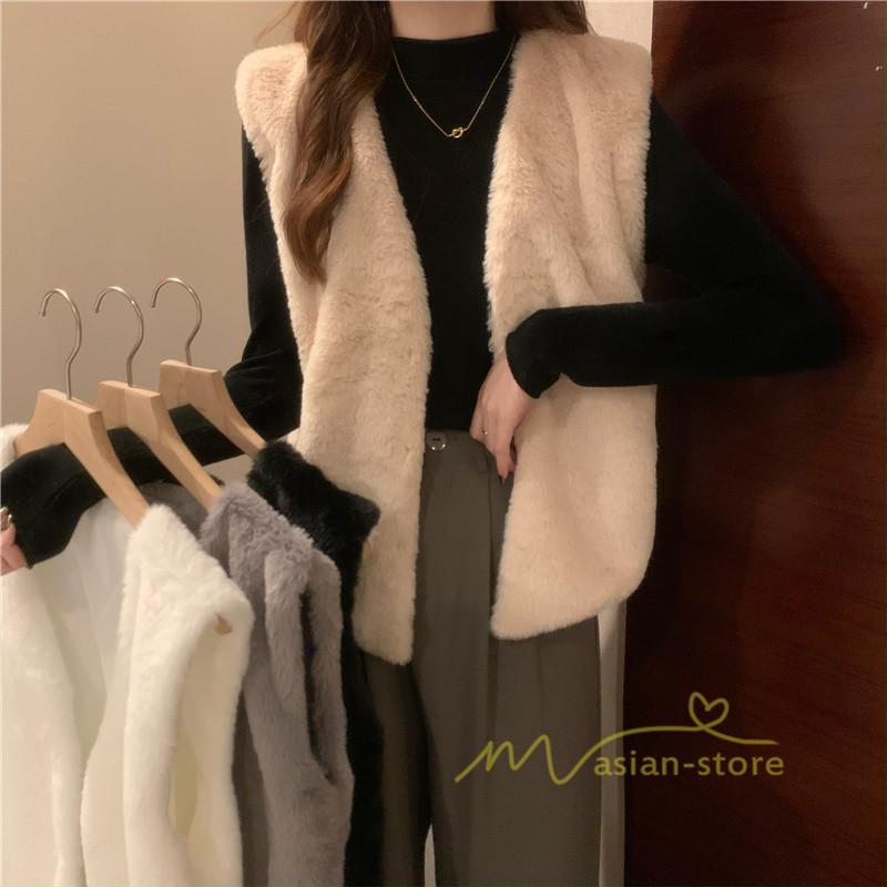 ベスト | ファーレディース 秋冬 ショート丈 アウター ジレ 羽織り 前開き ボタン カーディガン 袖なし 送料無料 コーデ フェイクファー ノーカラー