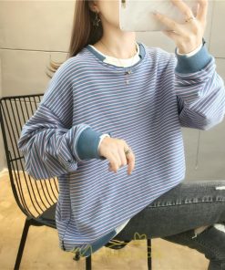 パーカー | 重ね着風トレーナー レディース 長袖 トップス カジュアル スウェット 丸首 プルオーバー ゆったり 抜け感 シンプル 大人 無地 ボーダー柄