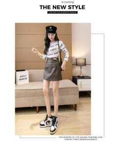 スカート | ミニレディース レザー ハイウエスト フェイクレザー ミニ丈 ショート セクシー Aライン ベルト付き 可愛い お出かけ 二次会 キレイめ　 女子会 デート