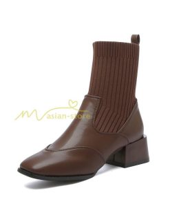 ショートブーツ | ブーツ レディース シューズ 靴 太ヒール チャンキーヒール ブーティー スクエアトゥ ソックスブーツ くつ COS コスプレ PUブーツ 合皮ブーツ