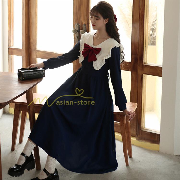 マキシ | 秋ワンピース 長袖 通学通勤 大人 可愛い ロングワンピース 着痩せ ちょう Aラインワンピース 無地 20代30代 40代 レディース お呼ばれ 秋物 エレガント