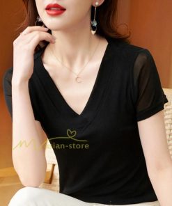 ｔシャツ・カットソー | トップス カットソー インナー Tシャツ レディース 春 カジュアル おしゃれ  女性用 シンプル 無地 20代30代40代50代 カシュクール 上品 着痩せ 夏物 ブラック